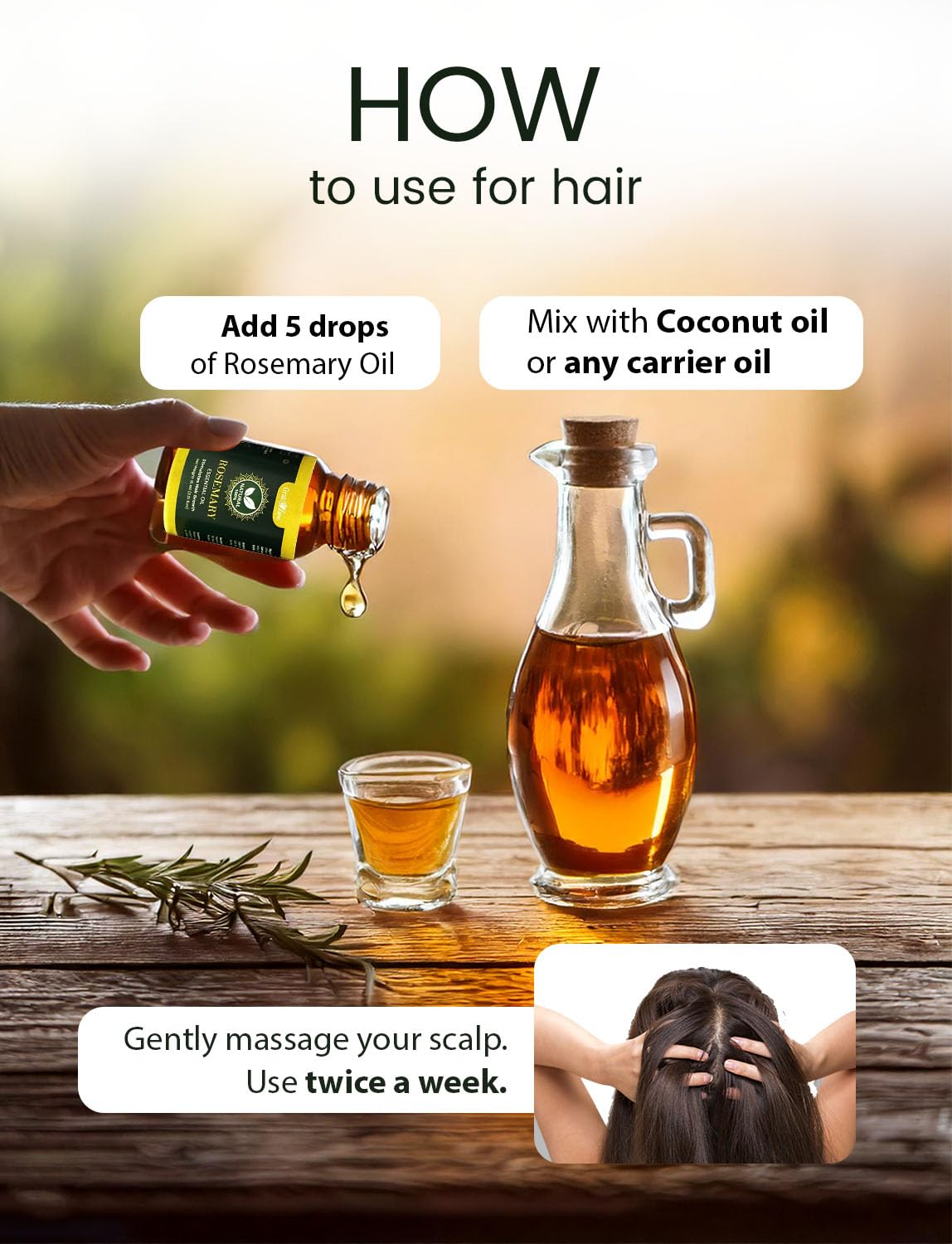 Gratihive 100% Pure Rosemary Essential Oil for Hair - Nourishing Rosemary Oil - Ideal for Women & Men - 30 ml