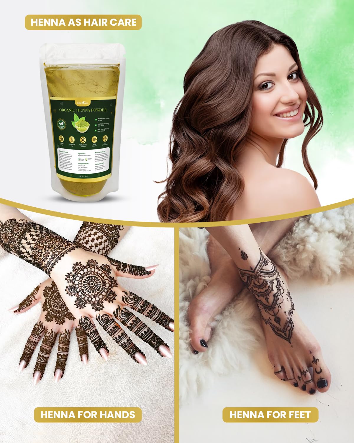 GratiHive 100% Organic Henna Powder for Hair. Bio Organic Henna Powder for Hair Color and Hair Care. Mehndi | mehendi for hair and hands. Mehandi powder for hair 200g.