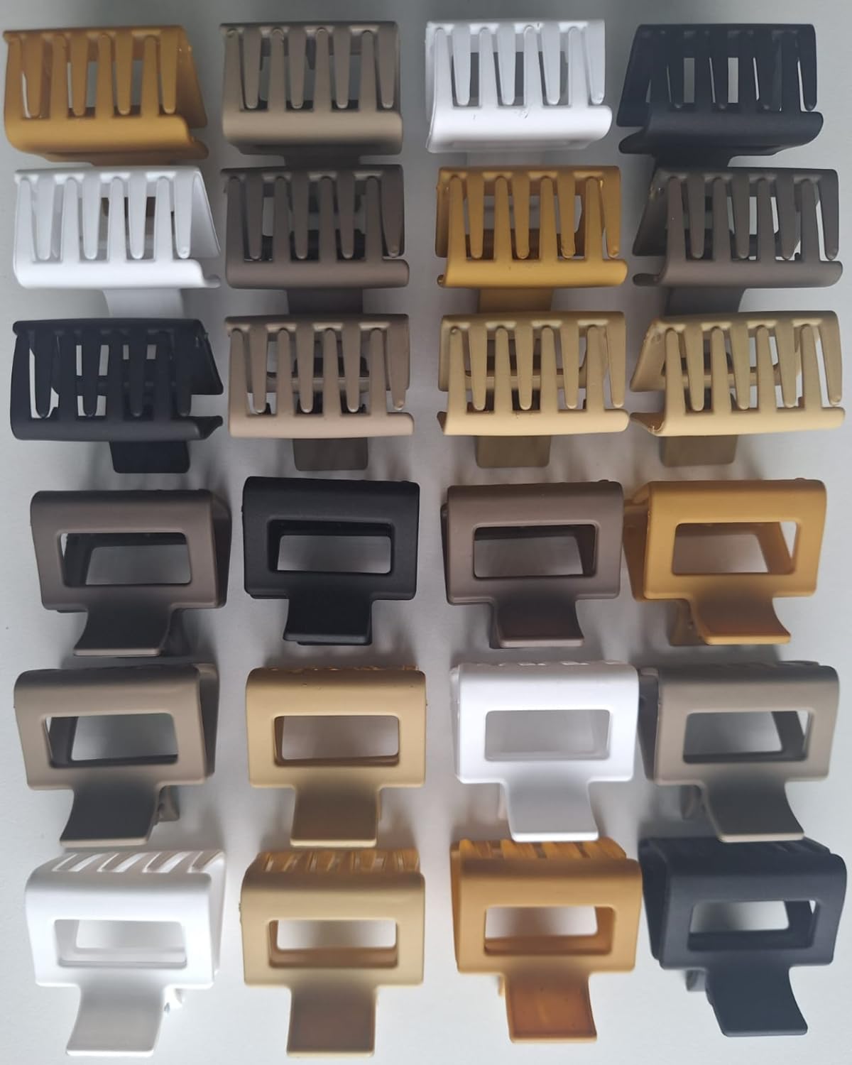 Rectangular Hair Clutcher for Women – Medium Non-Slip Neutral Toned Clips for Everyday Styling | Durable, Elegant clutchers for hair - Neutral Colors - Assorted - Set of 6