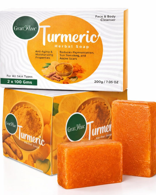 Turmeric Soap for Dark Spots with Lemon, Papaya & Rice Extracts - Turmeric Soap Bar for Advanced Daily Cleansing - Helps reduce tan, pigmentation & blemishes - (100g x 2-Pack)