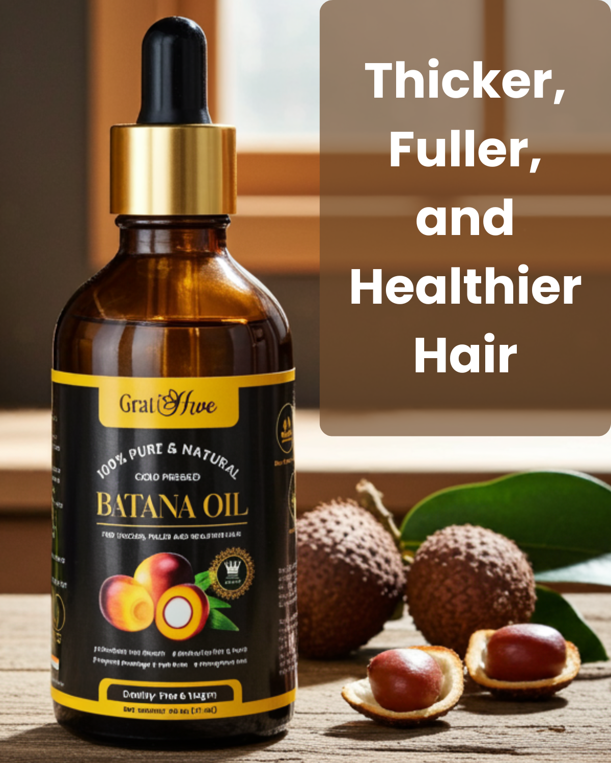 100% Pure Batana Oil for Hair Growth – Unrefined & Cold Pressed Batana Natural Hair Growth Oil | Strengthens, Repairs & Nourishes | Natural Moisturizer for Dry Scalp, Split Ends & All Hair Types