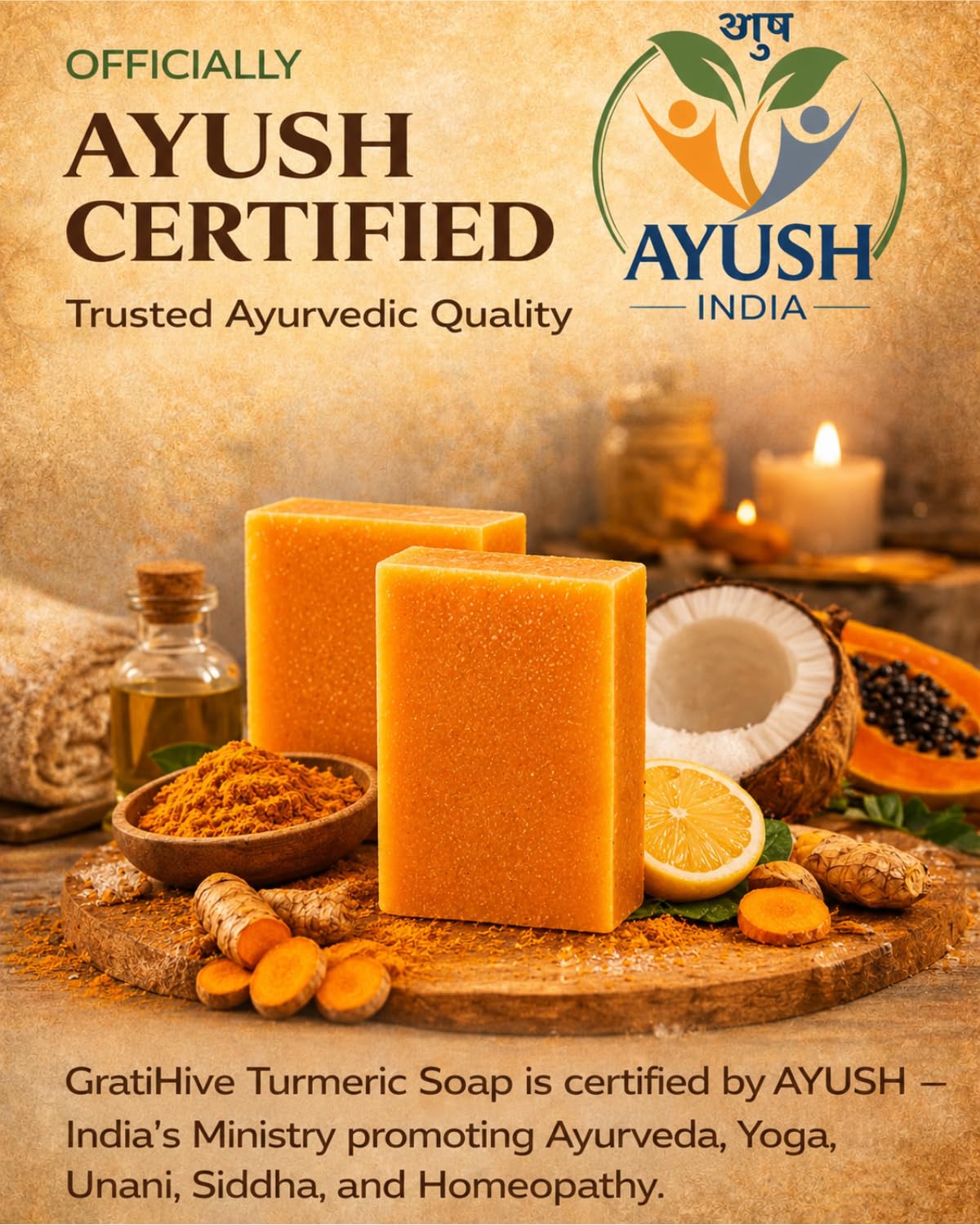 Turmeric Soap for Dark Spots with Lemon, Papaya & Rice Extracts - Turmeric Soap Bar for Advanced Daily Cleansing - Helps reduce tan, pigmentation & blemishes - (100g x 2-Pack)