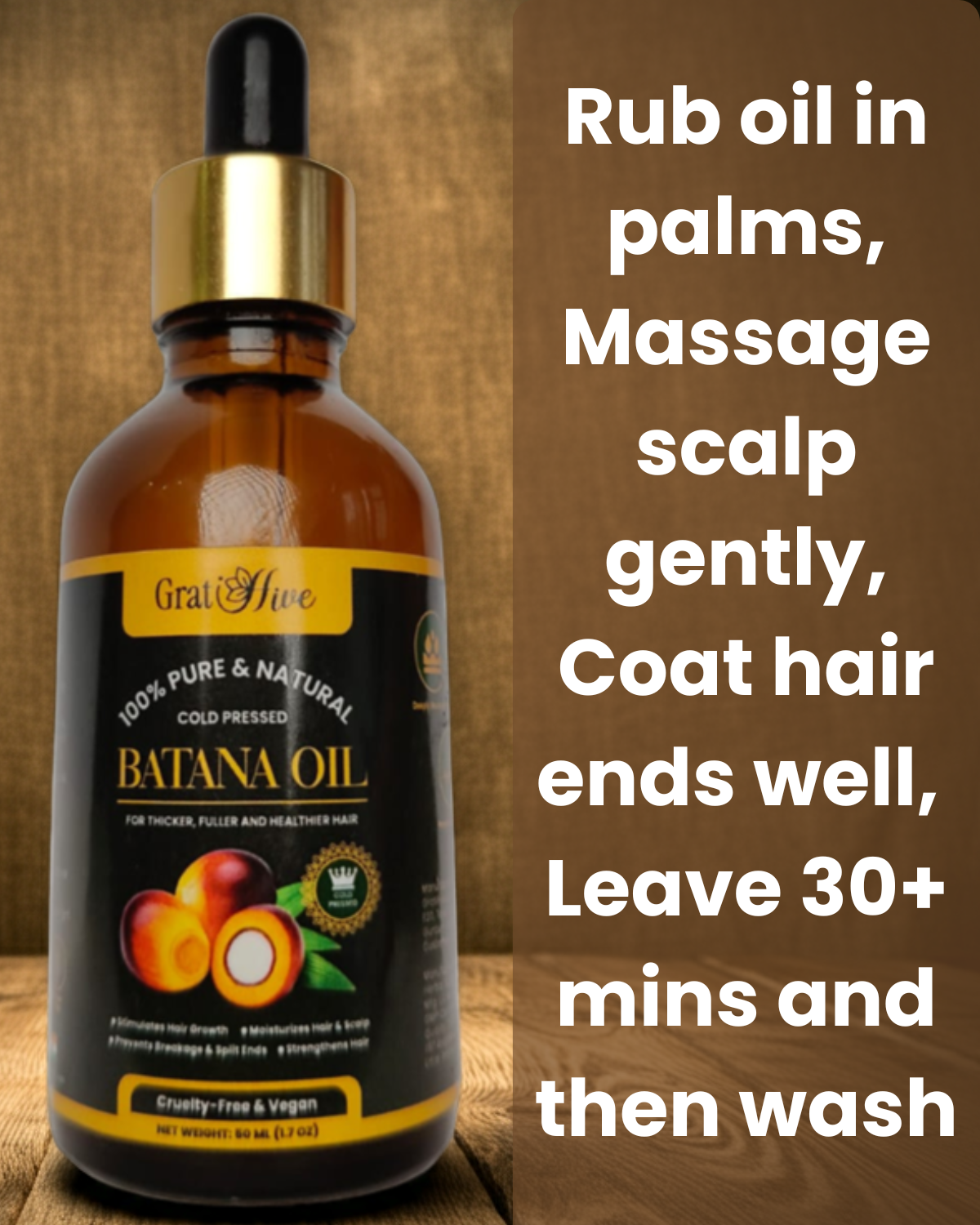 100% Pure Batana Oil for Hair Growth – Unrefined & Cold Pressed Batana Natural Hair Growth Oil | Strengthens, Repairs & Nourishes | Natural Moisturizer for Dry Scalp, Split Ends & All Hair Types