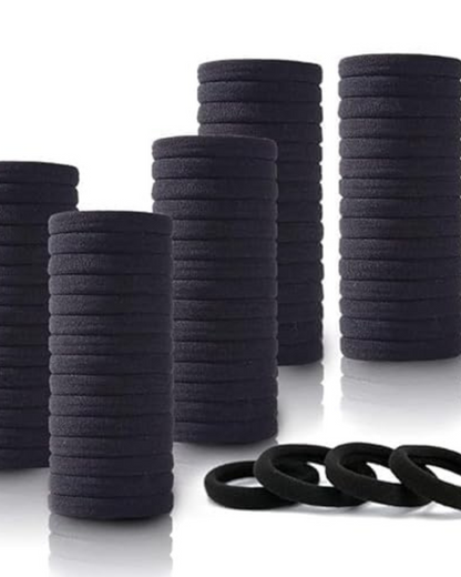 hair bands for women – Premium Soft Cotton hair ties for women – Seamless, No-Slip Hold for Thick, Curly, or Fine Hair – Gentle & Durable - Pack of 30 (Black, Pack of 30)