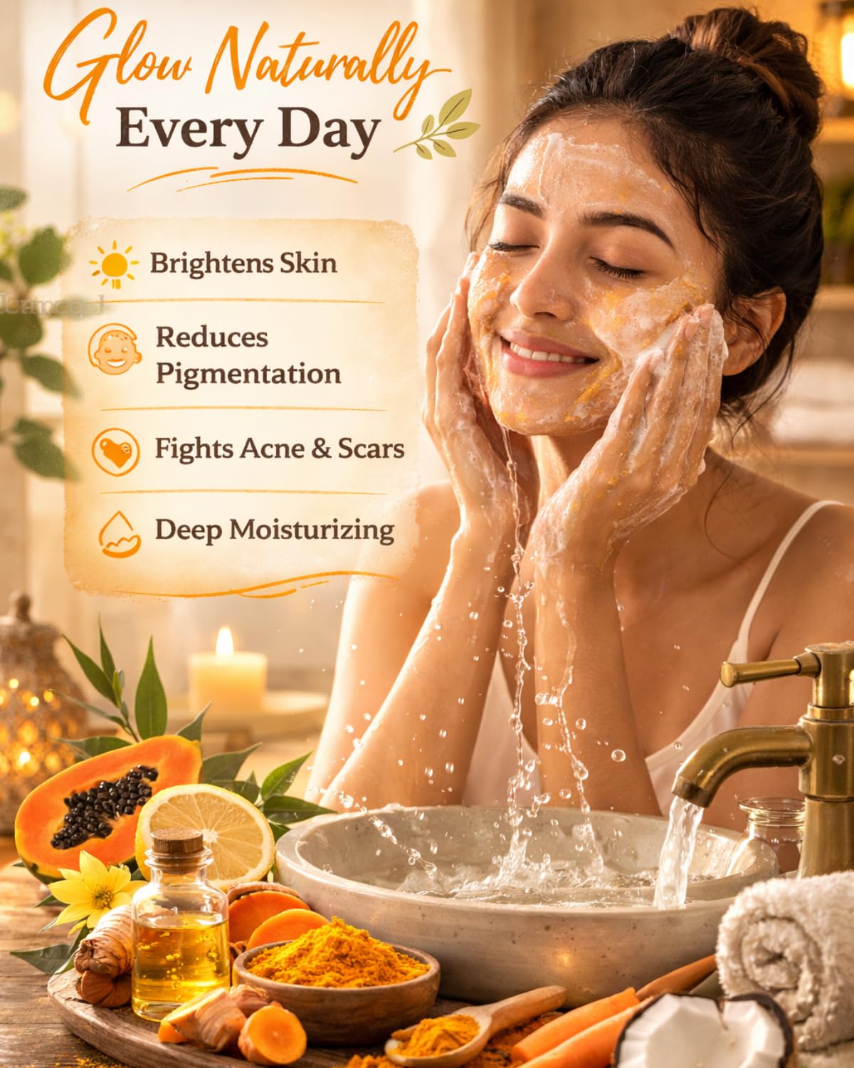 Turmeric Soap for Dark Spots with Lemon, Papaya & Rice Extracts - Turmeric Soap Bar for Advanced Daily Cleansing - Helps reduce tan, pigmentation & blemishes - (100g x 2-Pack)
