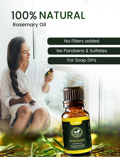 Gratihive 100% Pure Rosemary Essential Oil for Hair - Nourishing Rosemary Oil - 1 Pack Ideal for Women & Men - 15 ml